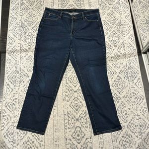 Talbots petite flawless 5 pocket 14P straight curvy dark blue wash